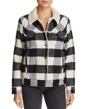 Levi's Womens Wool Buffalo-Check Boyfriend Aviator Jacket Size Small
